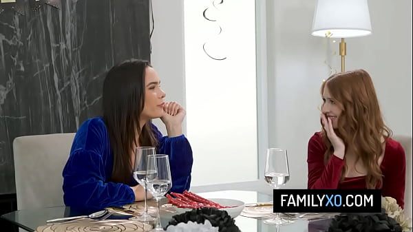 Hot step-family threesome sex for New Year Eve – Myra Moans, Ivy Ireland